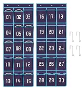 2 Pack Classroom Headphone Storage Organizer with 30 Pockets, Hanging Number Headphone Holder