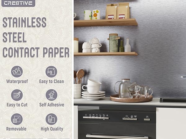 silver stainless steel contact paper