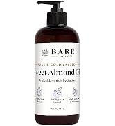 BARE BOTANICS 16oz Sweet Almond Oil Cold Pressed Sweet Almond Oil for Dry Damaged Hair & Dry Skin...