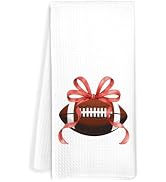 JOQUXI Coquette Red Ribbon Bow Football Rugby Kitchen Towels, Gifts for Football Lovers Coach Fan...