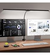 JACKYLED LED Desk Lamp for Home Office with Clamp&AC Port Remote Desk Light | AC Port, 5 Color, 2...