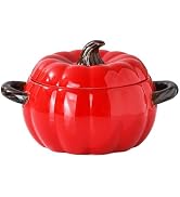 Dutch Oven Pot with Lid, Pumpkin Pottery Dessert Saucepan, Mini Baking Dish Cute Pumpkin Bowl, Co...