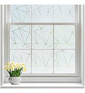 rabbitgoo Window Privacy Film with Decorative Triangle Pattern, Non-Adhesive Frosted Glass Window...
