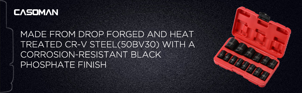 Made from drop forged and heat treated CR-V steel(50BV30) with a corrosion-resistant black phosphate