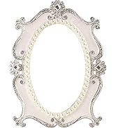 Nerien Makeup Mirror Rotation Tabletop Vanity Mirror Cosmetic Desktop Mirror with Stand Pearl Flo...