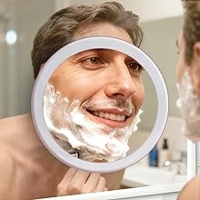 Great 10X magnifying mirror for shaving in shower