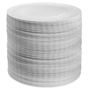 Stock Your Home 9-Inch Paper Plates Uncoated, Everyday Disposable Plates