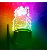 LOHAS Mermaid Night Light for Girls, Kids Plug into Wall Lights, 8-Color Changing, Dusk to Dawn S...