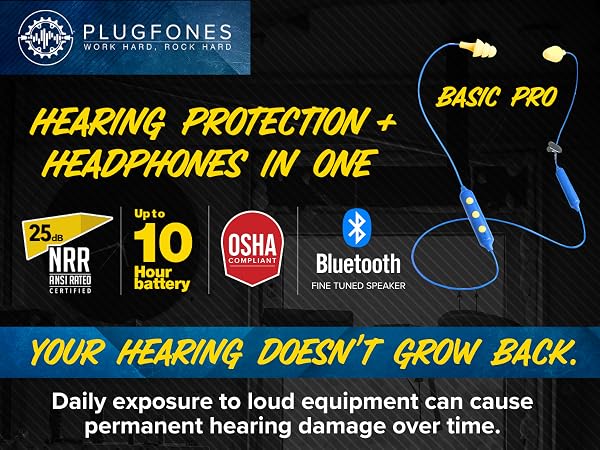 OSHA approved earbuds that look like earplugs Bluetooth for work and safety plug headphones range