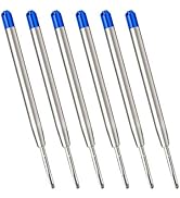 Blue Ink Refills (6pcs), Replaceable Ballpoint Pens Refills, 1mm Medium Tip - Blue