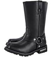 GARGOYLE BELLS Mens Harness Straps Motorcycle Leather Boots, Black Waterproof Biker Boots For Men...