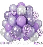 Paready Purple Balloons Set, 50Pcs Purple and Silver Balloons, 12 Inch Retro Purple Confetti Ball...