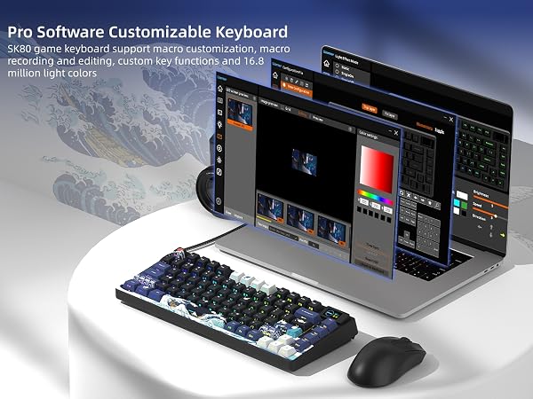 75% Keyboard with Color Multimedia Display Mechanical Gaming Keyboard Wired Hot Swappable