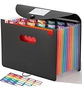 SortRax Accordion File Organizer 12 Pockets, Monthly Bill Receipt Tax Organizer, Expanding File F...