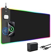 TopMade RGB Gaming Mouse Pad with 15W Wireless Charging, Ultra-Smooth Surface, Non-Slip Rubber Ba...