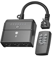 BN-LINK Outdoor Light Timer, Waterproof Plug-in Dusk-to-Dawn Controller with 3 Grounded Outlets f...