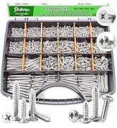 1200 PCS Stainless Steel Wood Screws Assortment Kit,Self Tapping Screws M3/M4/M5/M6 Screws Assort...