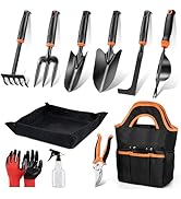 HaSteeL Garden Tools Set, 11 Pcs Gardening Supplies Hand Tool Kit for Women Men Gardeners, Includ...