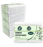 1000pcs Bamboo Cotton Swabs Double Round Cotton Buds with Wooden(5 Pack of 200)
