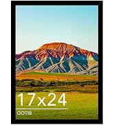 QOTIB 17x24 Picture Frame Black for Wall Mounting, Horizontal and Vertical Formats for Wall Hangi...