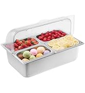 VEVOR Countertop Food Serving Display Container, 4 Pan Stainless Steel Food Serving Tray, Buffet ...