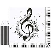 50pcs Musical Note Napkins-Disposable Black&White Piano Keyboard Music Luncheon Cocktail Dinner P...
