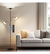 SIBRILLE 3 Way Torchiere Floor Lamp - 42W Dimmable LED Tree Standing Lamp with Remote, 2300LM, Co...