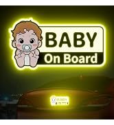PHIXBEAR Baby On Board Reflective Sticker, Made of 3M DG3, Baby On Board Signs for car, Safety Si...