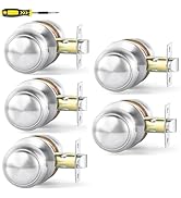 Lanwandeng 5 Pack Passage Door Knobs, Satin Nickel Interior Keyless Round Door Knobs Hall/Closet ...