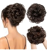 CJL HAIR Large Messy Bun Hair Piece Wavy Curly Scrunchies Synthetic Chignon Ponytail Hair Extensi...