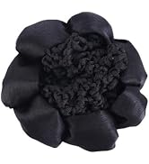 Black Women Hair Bun Crochet Net, Elastic Headdress with Ponytail Holders and Hair Ties