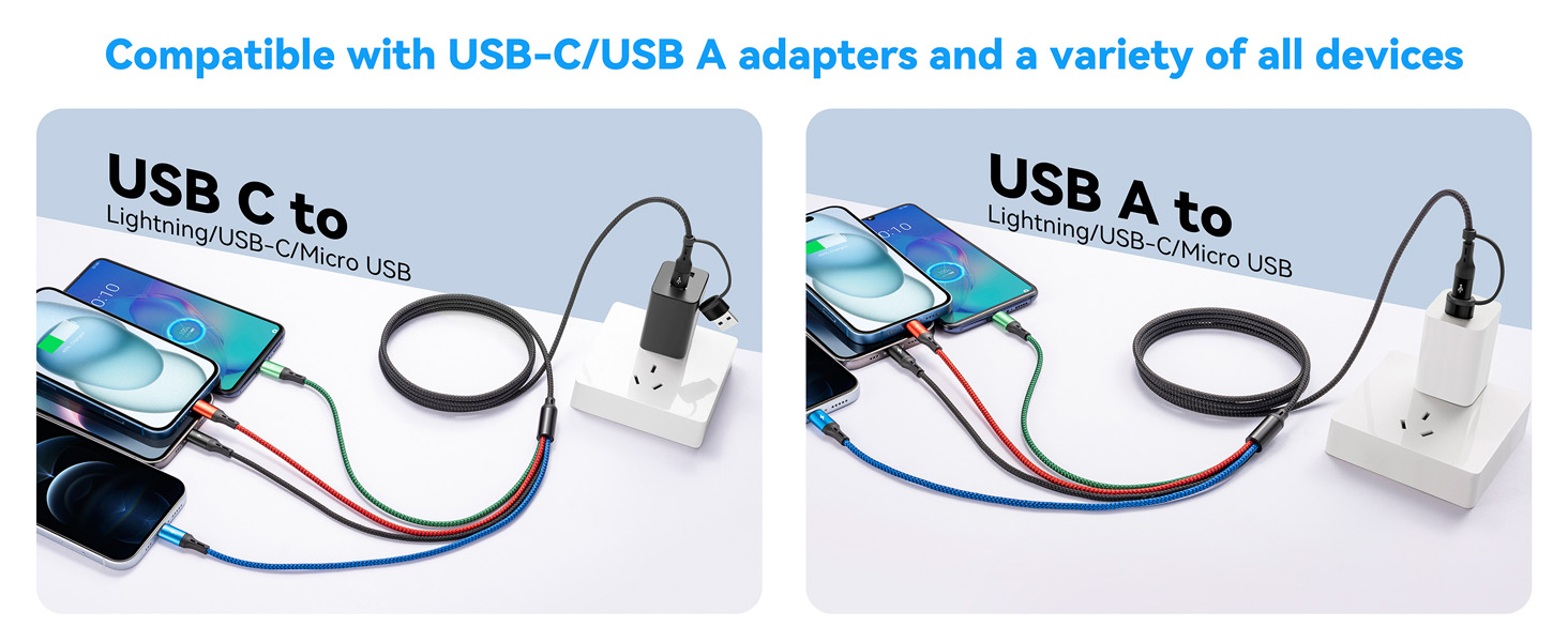 multi charger cable usb a/usb c of all multi davices usbc type charger cord fast charging cable