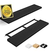 BAYKA Floating Shelves, 36 inch Wall Mounted Rustic Wood Shelves for Bathroom, Bedroom, Living Ro...