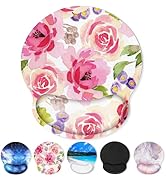 Mouse Pad with Gel Wrist Rest, Floral Ergonomic Mousepad with Wrist Support, Smooth Surface and N...