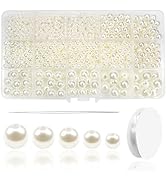TOAOB 1400pcs Pearl Beads for Jewelry Making 4mm to 12mm Beige Craft Pearl Beads Glass Loose Bead...