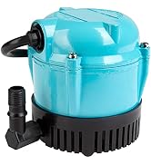 Little Giant 1-AA-18 115 Volt, 1/200 HP, 170 GPH Small Submersible Permanently Oiled Pump for Fou...