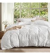 Bedsure Boho Duvet Cover Queen Size - White Breathable & Soft Boho Bedding, Machine Washable Comf...