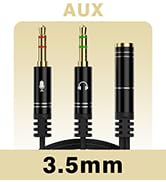 DigitConvert Headphone Splitter Cable for Computer,3.5mm Female to 2 Dual Male Headphone