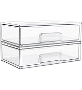 Vtopmart 12''W Clear Stackable Storage Drawers,2 Pack Acrylic Plastic Organizers Bins for Makeup ...