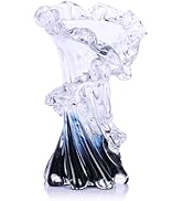 Hand Blown Blue Glass Vase, Unique Art Beautiful Ocean Glass Vase for Home Centerpiece, Coffee Ta...