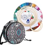 LoDrid Embroidery Kit, Double-Layer Round Storage Bag with Complete Cross Stitch Tools Kit, Embro...