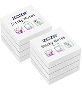 ZCZN Small Sticky Notes, 2in x 2in, 100 Sheets/Pad, 8 Pads/Pack, White