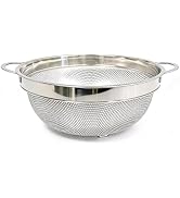 Stainless Steel Colander for Kitchen, 5 Quart Durable Strainer with Handle | Nesting Design Food ...