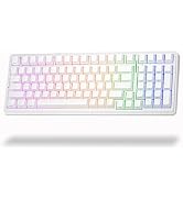 Aula F99 Wireless Mechanical Keyboard, BT5.0/2.4GHz/USB-C, Gasket Mounted Creamy Linear Switches ...