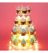 Antimbee 4 Tier Cupcake Stand, Clear Acrylic Cupcake Holder - Disc Tower Display for Dessert Tabl...