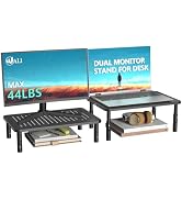 WALI Dual Monitor Stand for Desk, Desk Monitor Riser 3 Height Adjustable, Laptop Riser with Airfl...