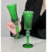 2 Pcs Ribbed Coupe Red Glasses, 19.5 oz Vintage Cocktail Coupe Glasses Set, Unique Martini Glass,...