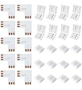JACKYLED 30 Pcs 3-Pin LED Connectors, 10mm L Shape LED Strip Connectors Unwired Solderless Gaples...