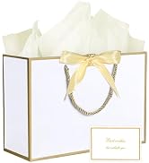 JMANNI Gift Bags, 1PCS Gift Bags Large with Ribbon and 1 Greeting Cards 2 Tissue Paper, Portable ...
