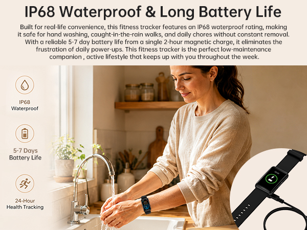 Waterproof fitness tracker watch